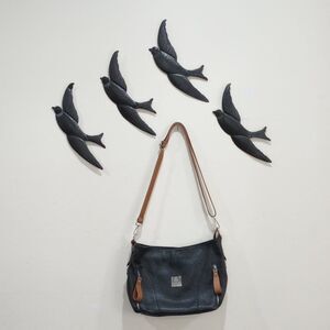 NWOT! I Medici Firenze Made In Italy Black & Tan Pebbled Leather Shoulder Bag